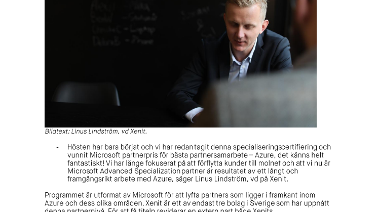 Xenit blir Microsoft Advanced Specialization partner