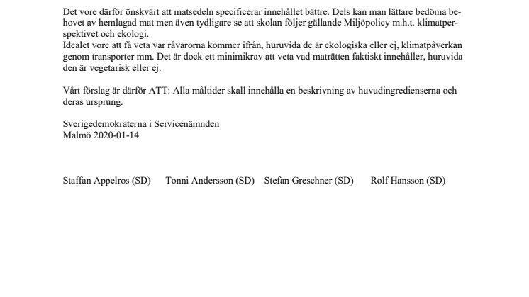 Bättre beskrivning av näringshalten i skolmaten