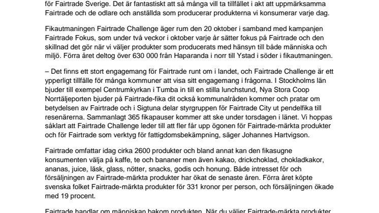 Över 104 800 stockholmare deltar i årets stora Fairtrade-fika