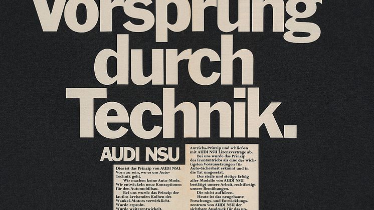 Første brug af sloganet Vorsprung durch Technik i 1971