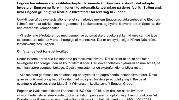 Engcon investerer millioner i nye testanlæg  – dette skal lede til øget kvalitet og sikkerhed
