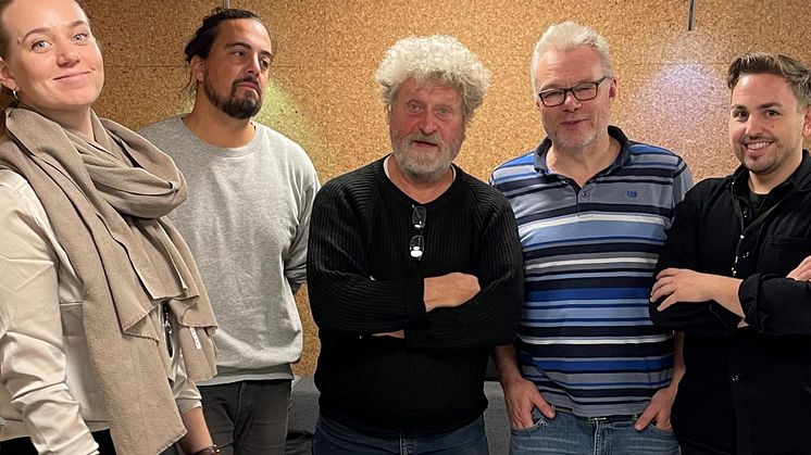 Från vänster: Andrea Gillman, producent på Dunkers kulturhus. Ludvig Duregård, Internationella gatuteaterfestivalen i Halmstad, Ulf Andersson, Internationella gatuteaterfestivalen i Halmstad, Jens Friman Hansen, teaterchef Helsingör teater, Fredrik