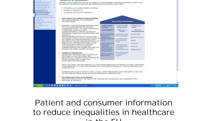 Patient and Consumer Information to reduce inequaiities in healthcare in the EU