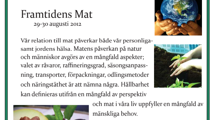 Två-dagars-kurs i "Framtidens Mat" 