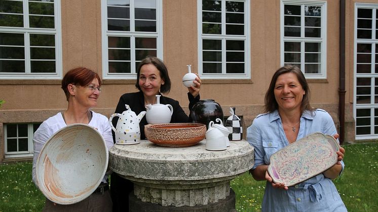 Drei der Aussteller*innen: v.l. Sybille Abel-Kremer, Gabriela Roth-Budig und Jana Heistermann