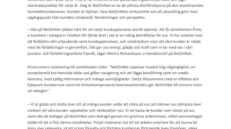 NetOnNet är 2019 års bästa e-handlare inom kategorin Telefoni