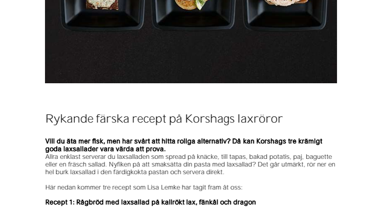 Rykande färska recept på Korshags laxröror