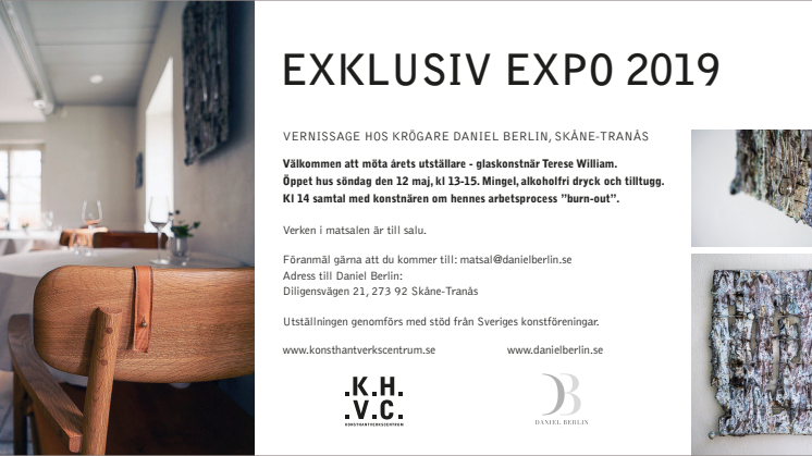 Skåne • Öppen vernissage med unikt glas på Daniel Berlin krog den 12 maj