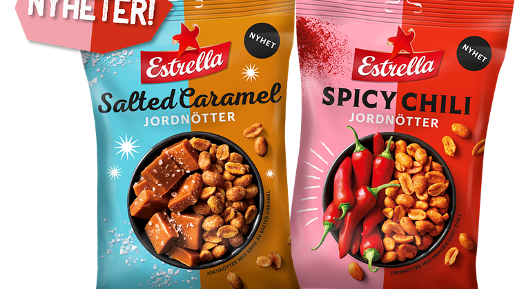 Estrella Jordnötter med smak av "Spicy Chili" och "Salted Caramel", 2019