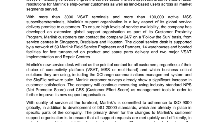 Marlink: New integrated first line Service Desk streamlines Marlink customer support