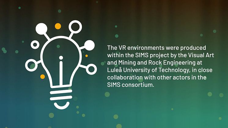 VR-gruvan som utvecklats av  det svenska konsortiet inom SIMS-projektet - Årets Inspirationspris 2020 inom Swedish Mining Innovation Award