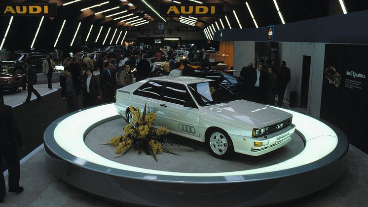 Audi Quattro på Geneve Motor Show i 1980