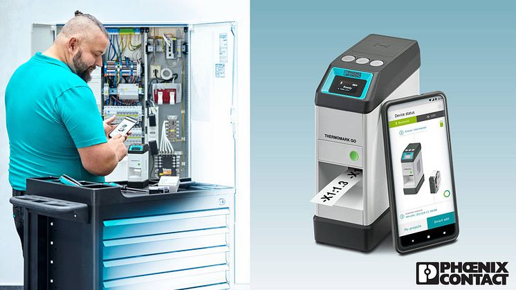 Thermomark Go vejer blot 600 gram, og den bliver den perfekte ledsager til det mobile arbejde inden for elektriske installationer. Fotokilde: Phoenix Contact