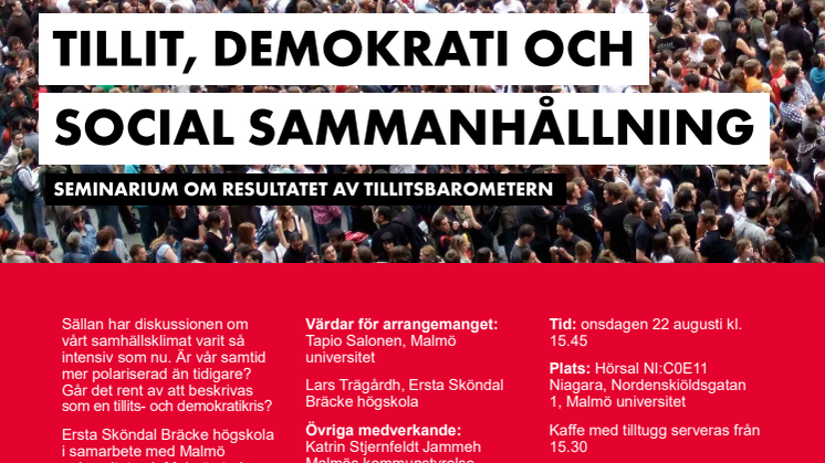 Flyer seminarium om resultatet av Tillitsbarometern