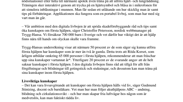 Livsviktiga kunskaper i ny Iphone-applikation– en digital livboj från Trygg-Hansa