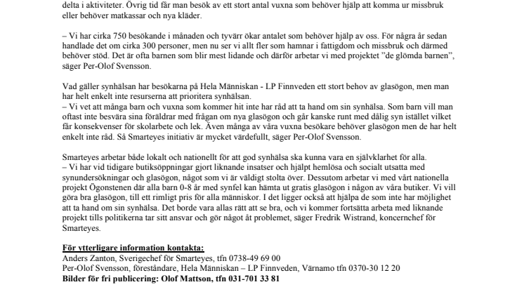 Smarteyes skänker glasögon till Värnamos utsatta barn och vuxna