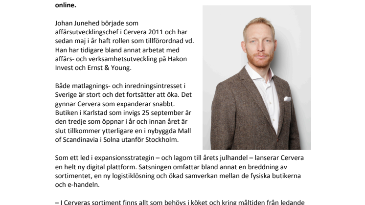 Johan Junehed ny vd för Cervera