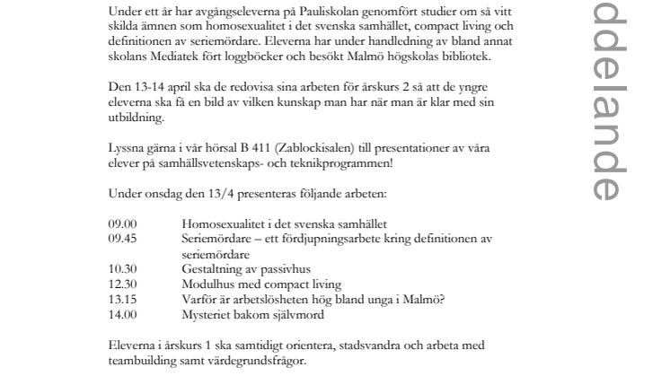 Avgångselever redovisar ett helt års arbete