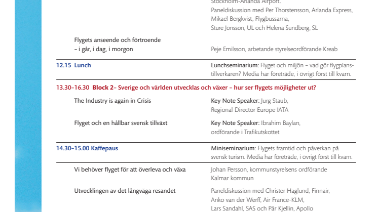 Program Flyg med Framtid 13 november
