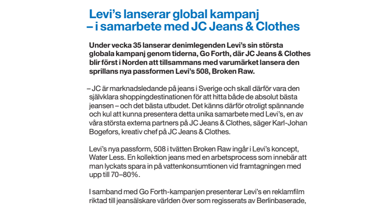 Levi’s lanserar global kampanj – i samarbete med JC Jeans & Clothes
