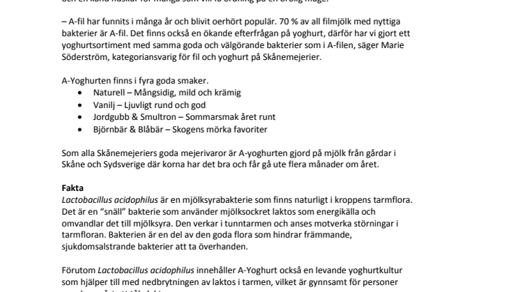 Skånemejerier laddar yoghurten med A