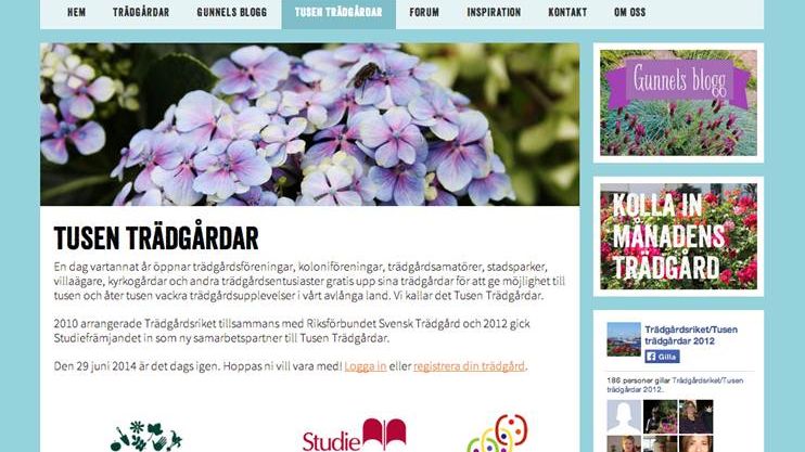 Trädgårdsrikets nya webbplats lanserad – öppen för trädgårdar och besökare inför Tusen Trädgårdar 29 juni 2014