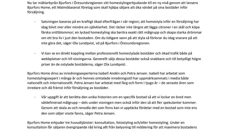 Bjurfors lanserar fristående homestylingföretag