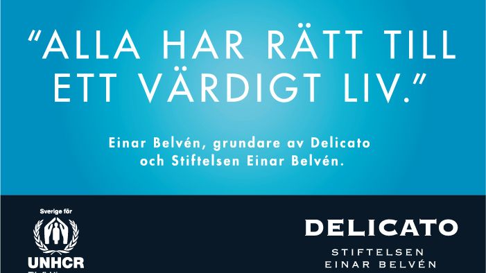 Delicato och Stiftelsen Einar Belvén skänker en miljon kronor till UNHCR