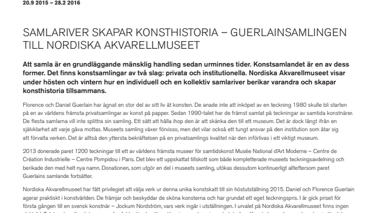 Samlariver skapar konsthistoria – Guerlainsamlingen till Nordiska Akvarellmuseet