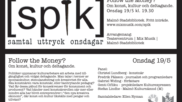 Säsongsavslutning på Stadsbiblioteket onsdag 19 maj kl 19.30