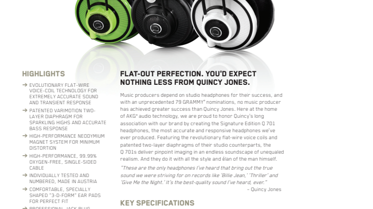 Specification Sheet - Q 701 (English)