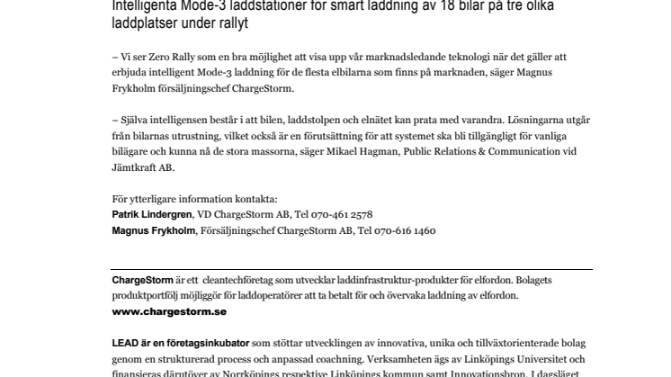 ChargeStorm laddar upp deltagarna i Zero Rally 2012