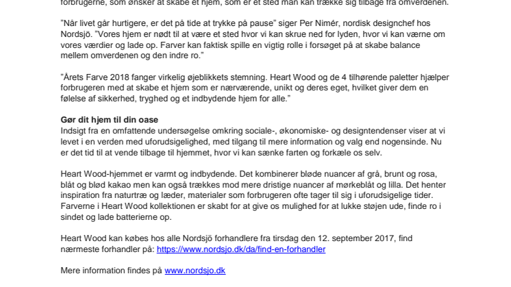 Nordsjö har valgt Heart Wood til årets farve 2018