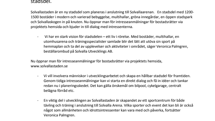 Solvallastaden tar hjälp av allmänheten för att skapa framtidens stadsdel.