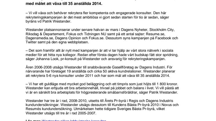 Rekryteringskampanj för professionella lobbyister