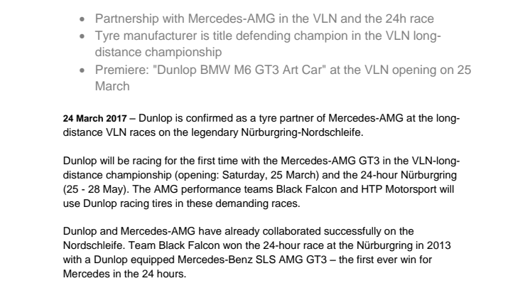 More teams choose Dunlop in GT3 for the Nürburgring-Nordschleife