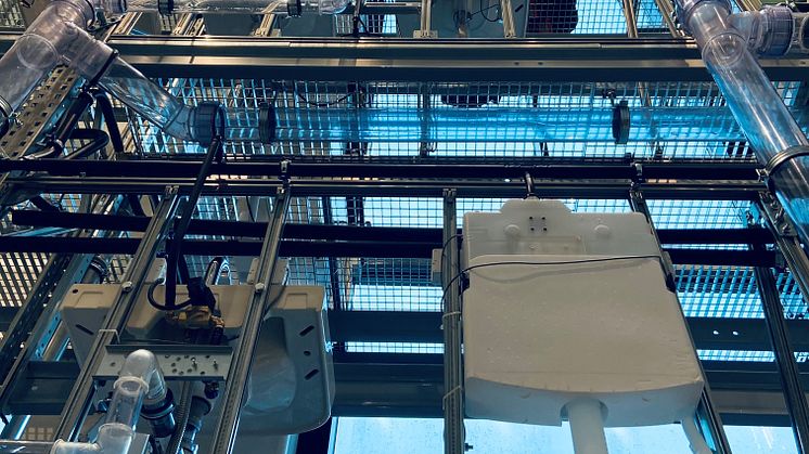 Hydrauliikkatorni Geberit Showroomissa
