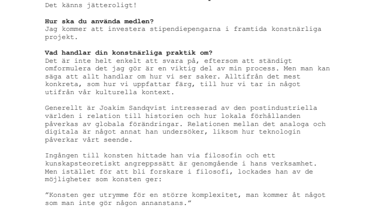 Intervju med Joakim Sandqvist 