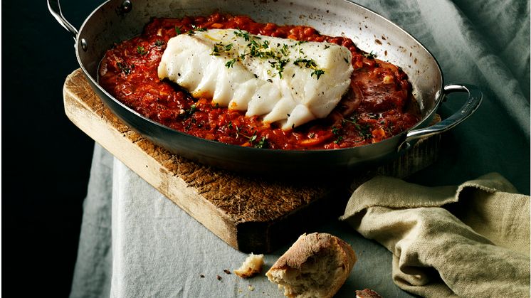 Skrei horno tomate y ajo