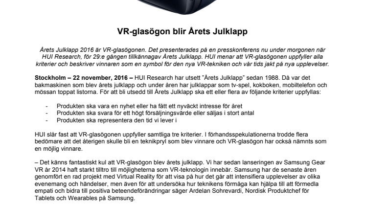VR-glasögon blir Årets Julklapp