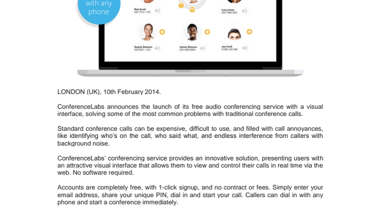 ConferenceLabs launches free conference call service with visual interface.