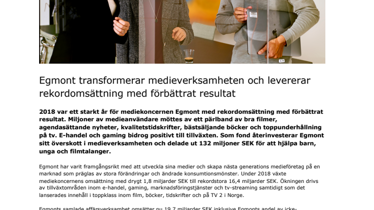 Egmont transformerar medieverksamheten och levererar rekordomsättning med förbättrat resultat
