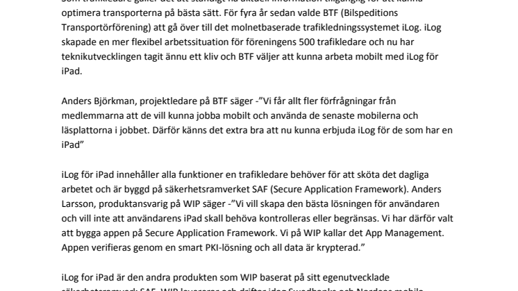 Trafikplanering via molnettjänst, nu även för iPad
