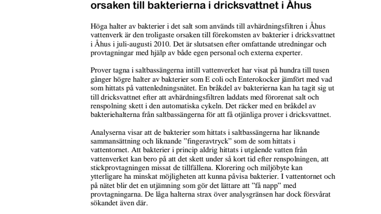 C4 Tekniks sammanfattning av vattenproblemen i Åhus 2010