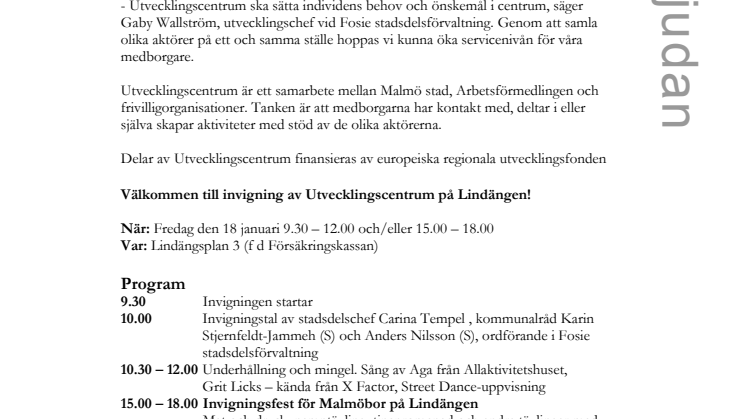 Nu öppnar Utvecklingscentrum på Lindägen!