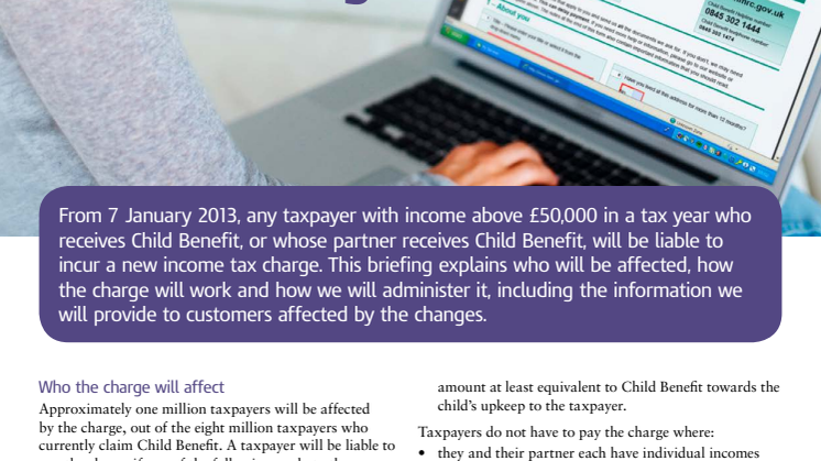 HMRC Briefing - High Income Child Benefit Charge
