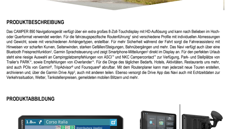 Datenblatt GarminCamper 890 MT-D