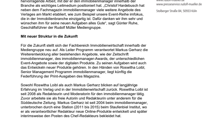 Christof Hardebusch wechselt vom immobilienmanager zu Rueckerconsult