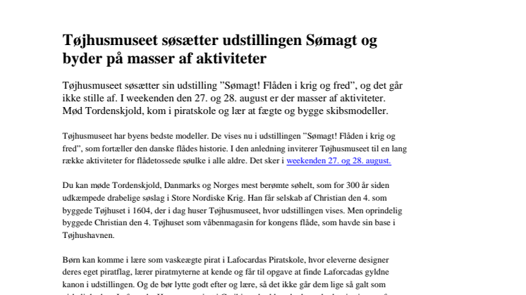 Tøjhusmuseet søsætter udstillingen Sømagt og byder på masser af aktiviteter