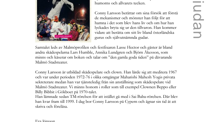 Stadsbiblioteket onsdag 14 april kl 19.00:  ”Beatles, Maharishi och jag” – Conny Larsson om sin bok
